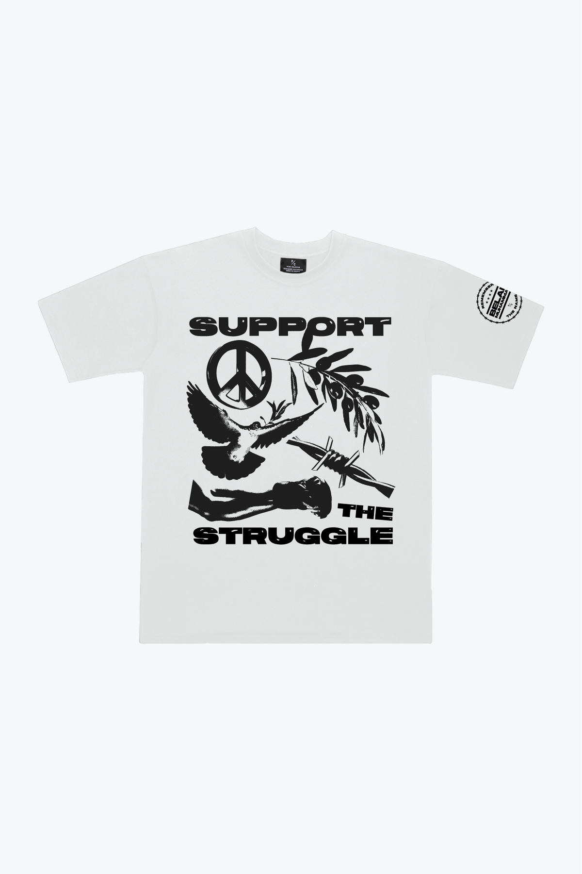 P/C x Belal Muhammad "Support the Struggle" Heavyweight T-Shirt - White