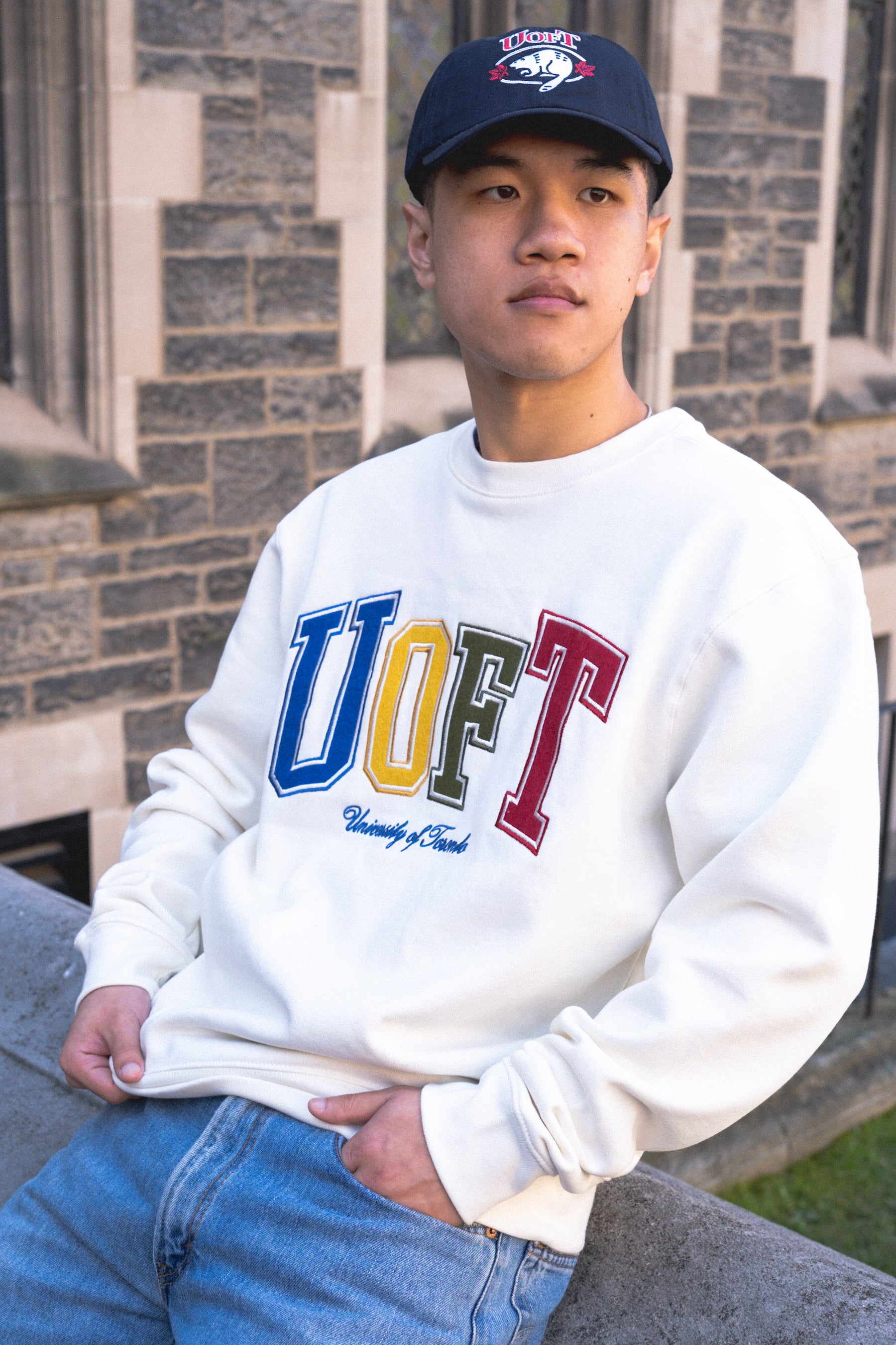 P/C x U Of Toronto Vintage Multi Collegiate Heavyweight Crewneck - Ivory