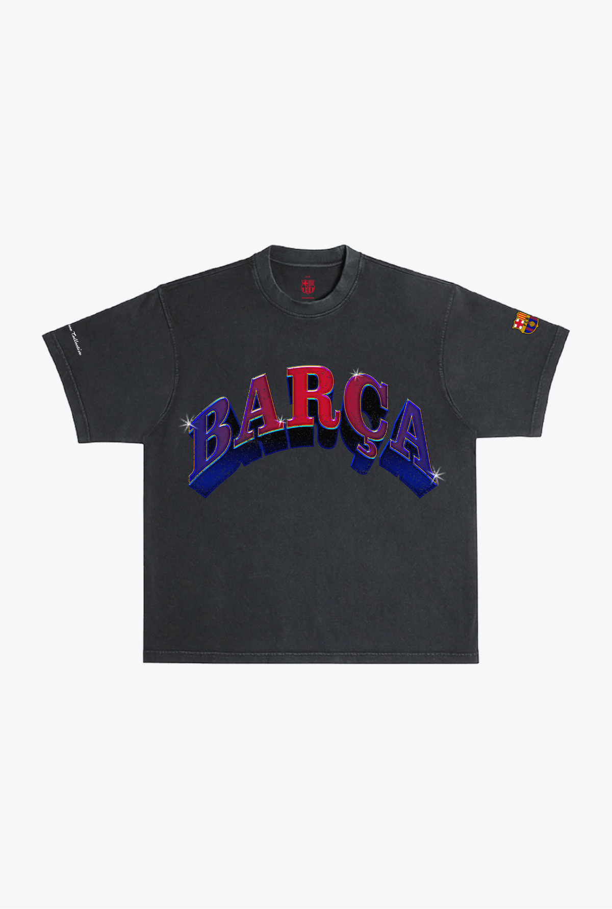 T-shirt épais teint en pièce FC Barcelone - Noir