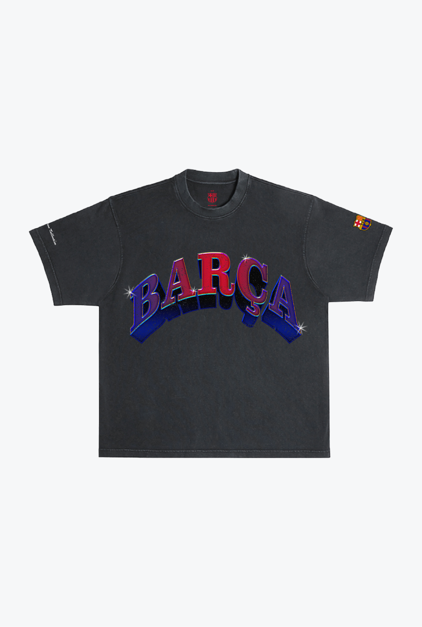 T-shirt épais teint en pièce FC Barcelone - Noir