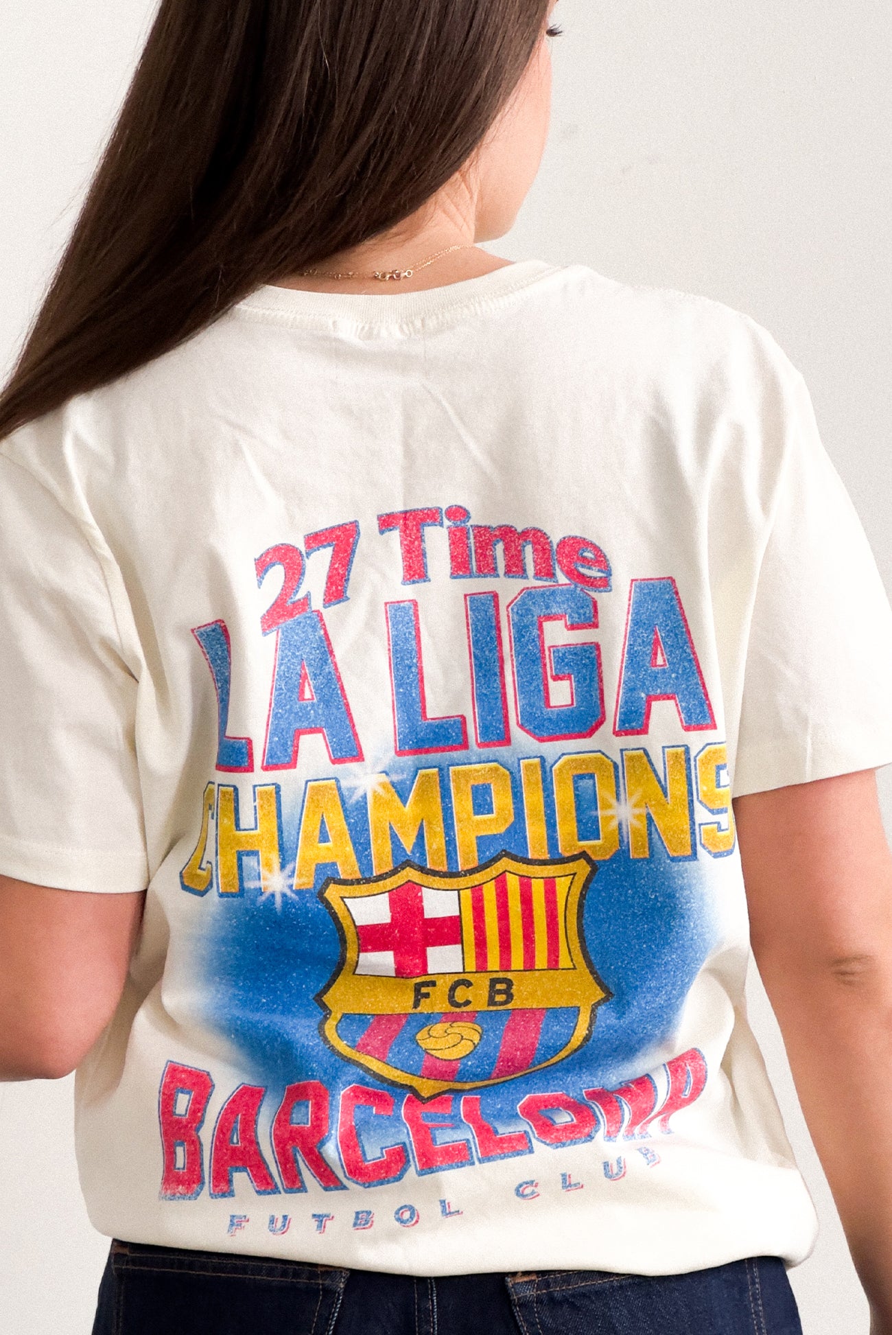 T-shirt Champion du FC Barcelone - Ivoire