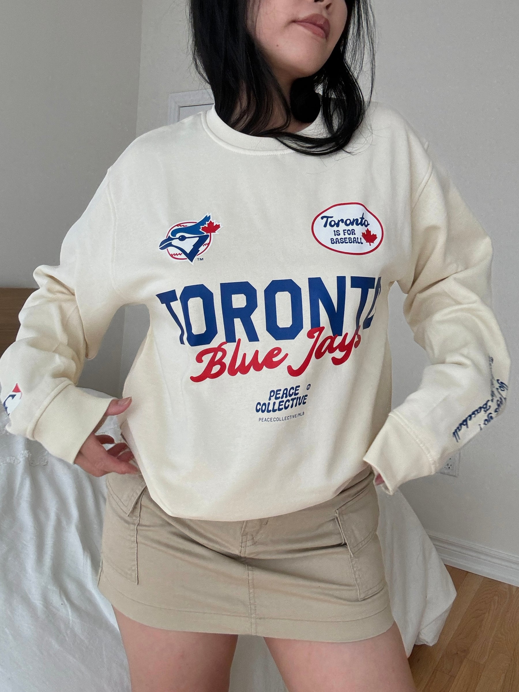 Toronto Blue Jays Cheer Crewneck - Ivory