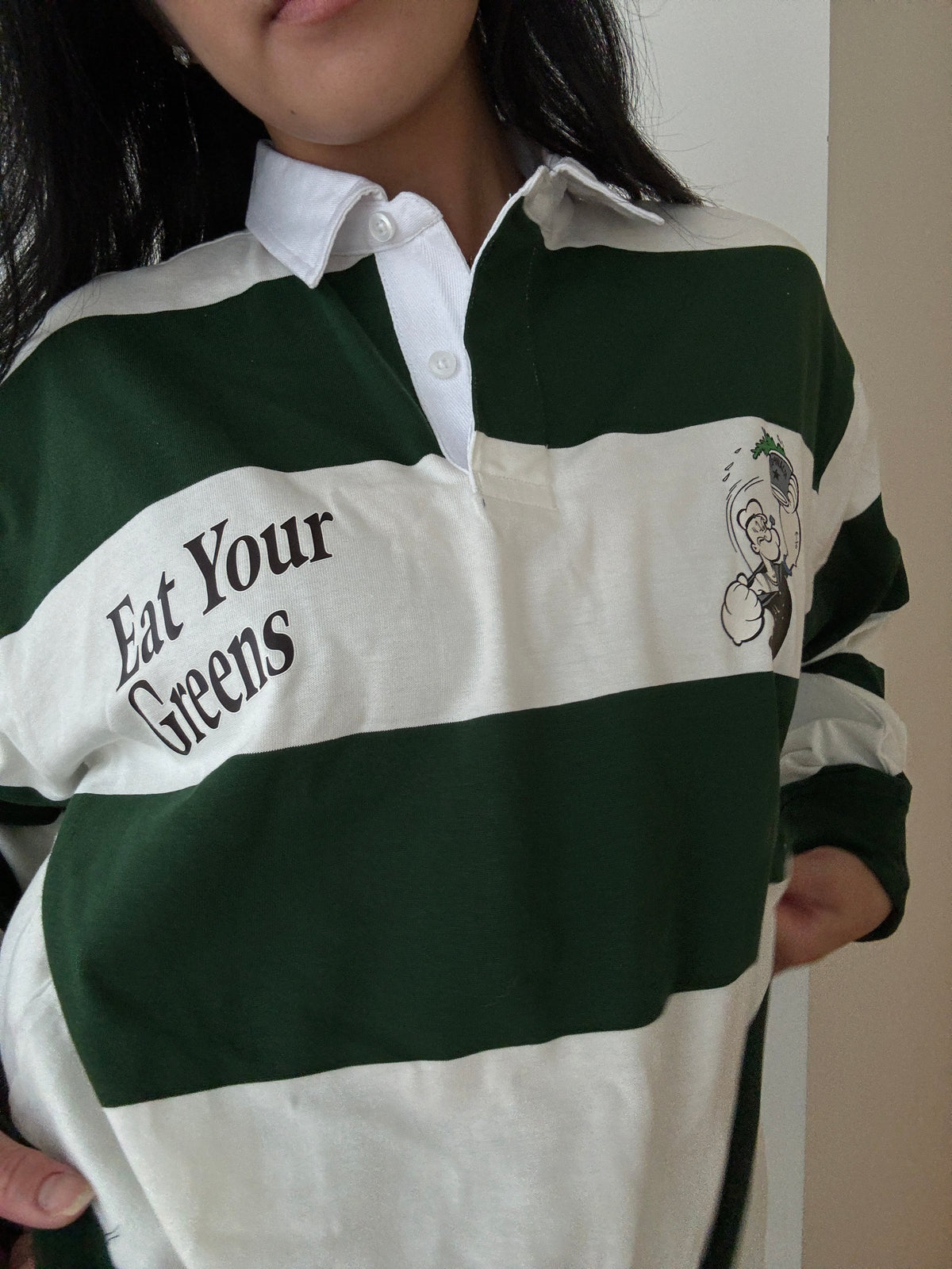 P/C x Popeye Eat Your Greens Rugby Polo - Green/Ivory