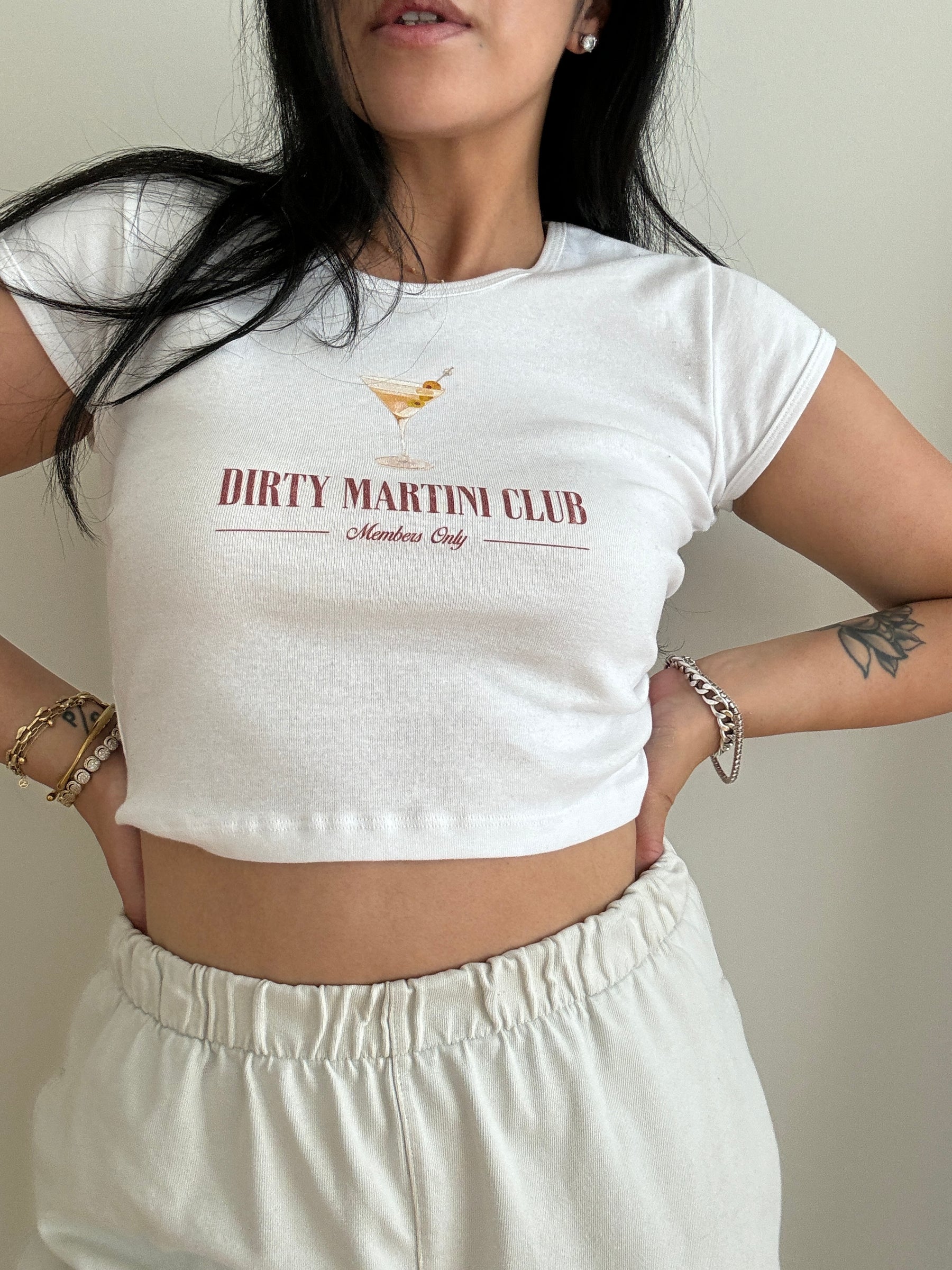 Dirty Martini Club Baby Tee - White