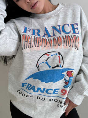 T-shirt ras du cou épais FIFA France 98 Champions de la Coupe du Monde - Cendre