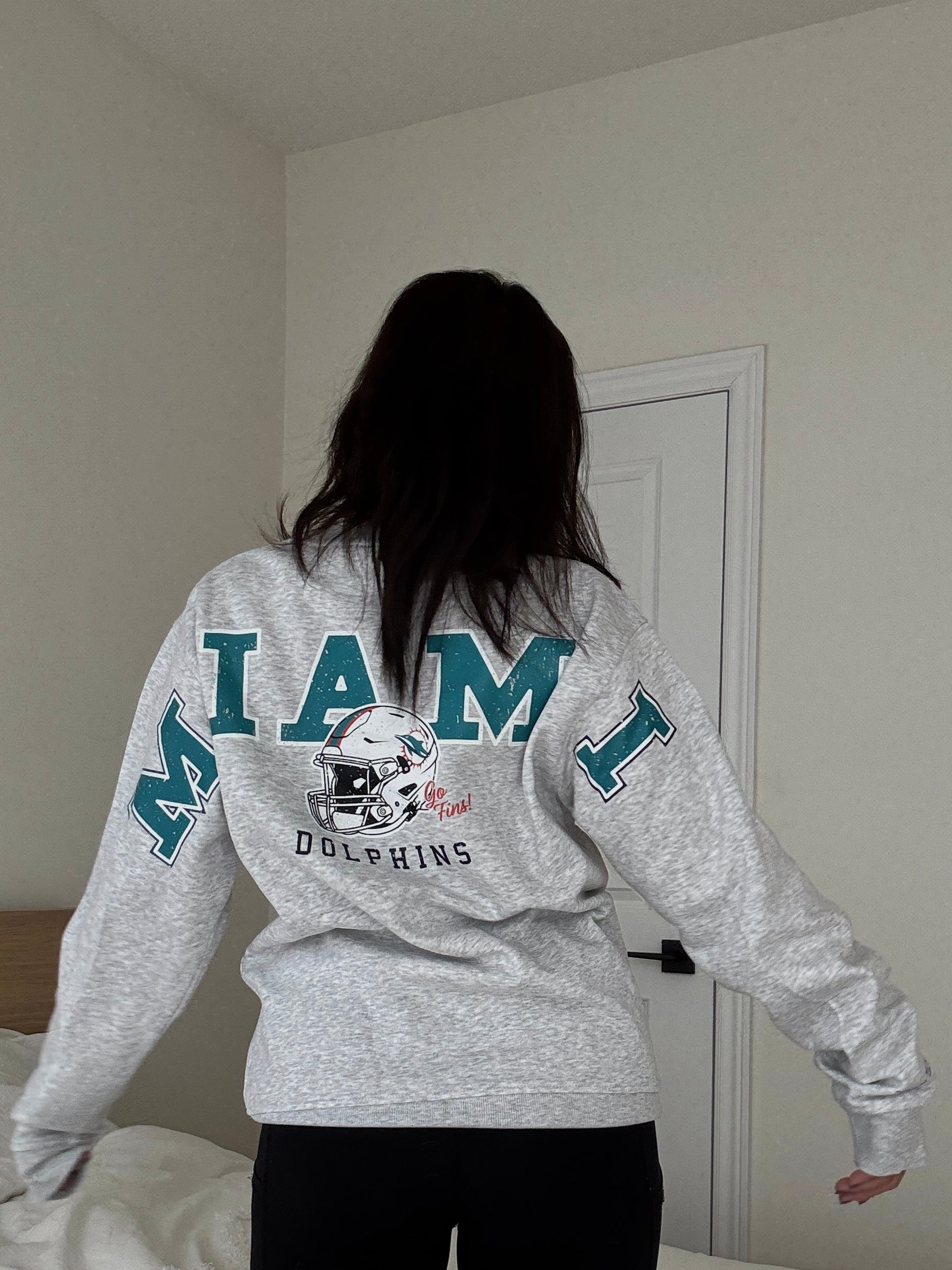 Sweat à col rond Miami Dolphins Spirit - Cendre