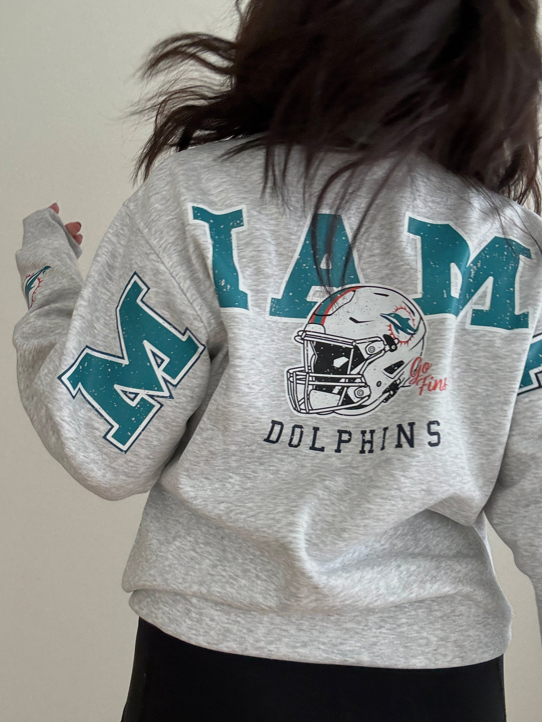 Sweat à col rond Miami Dolphins Spirit - Cendre