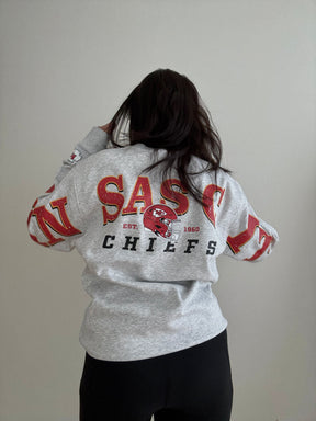 Sweat à capuche à col ras du cou Kansas City Chiefs Spirit - Cendre