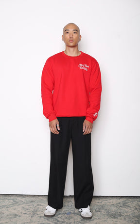 Men Cry Heavyweight Crewneck - Red