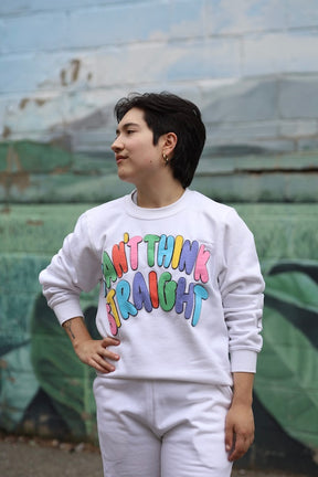 Can't Think Straight Crewneck - White