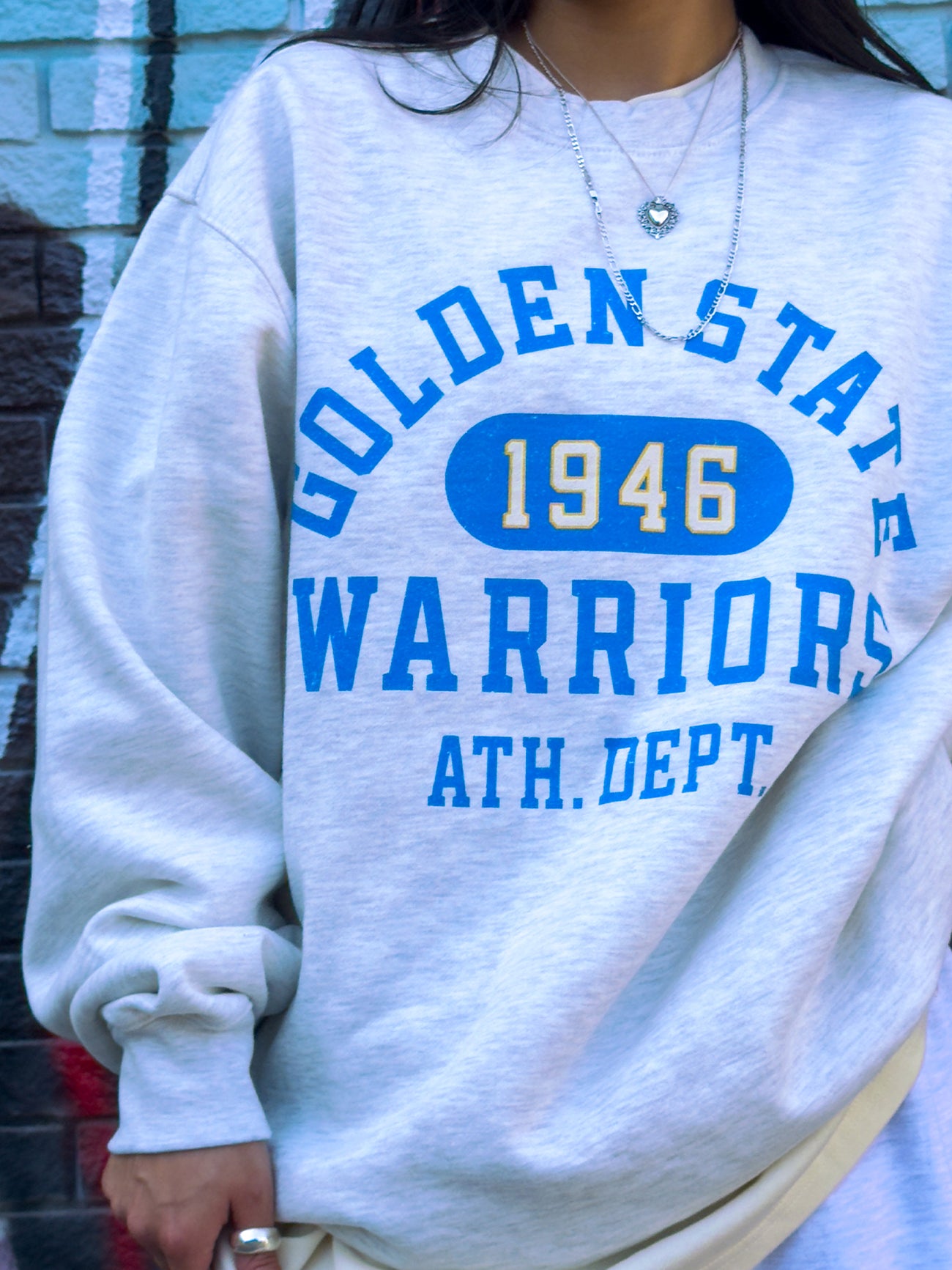 Pull ras du cou épais Athletic Club des Golden State Warriors - Cendre