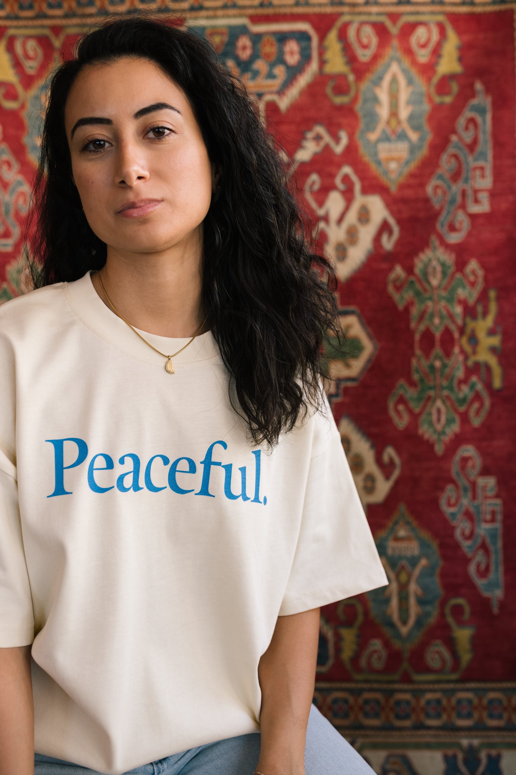 Peaceful, Relaxed, Grateful Heavyweight T-Shirt - Ivory