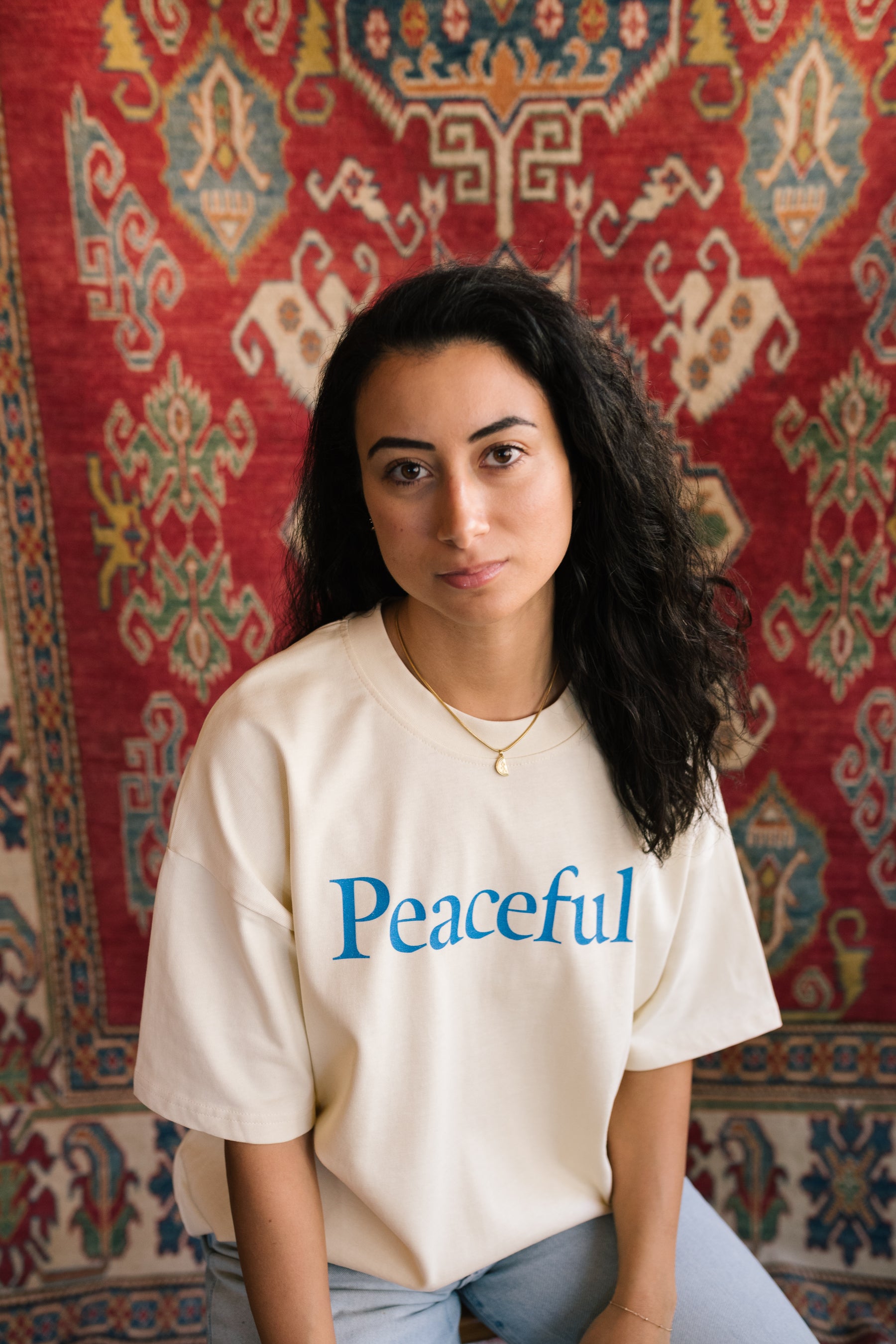 Peaceful, Relaxed, Grateful Heavyweight T-Shirt - Ivory