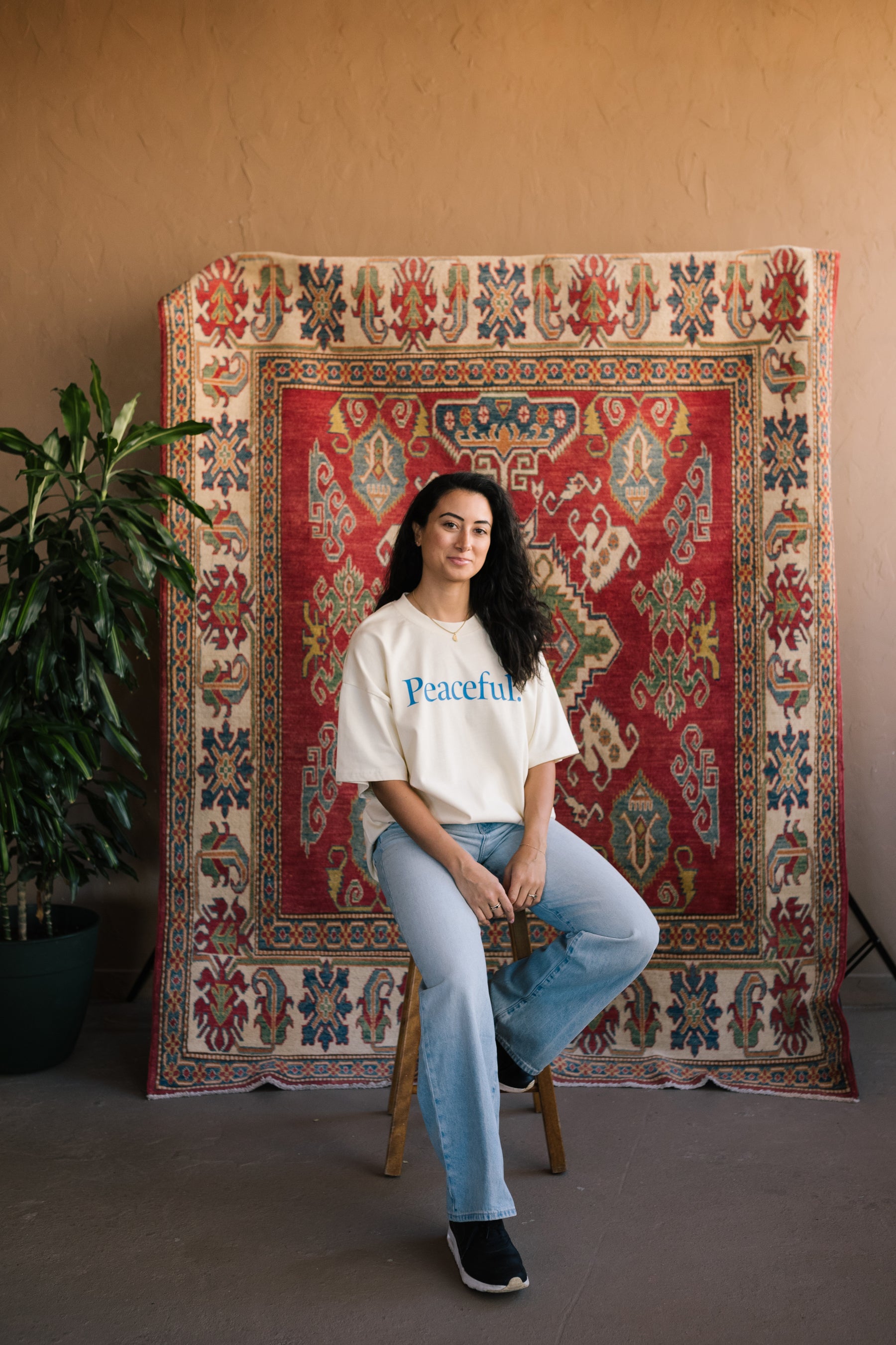 Peaceful, Relaxed, Grateful Heavyweight T-Shirt - Ivory