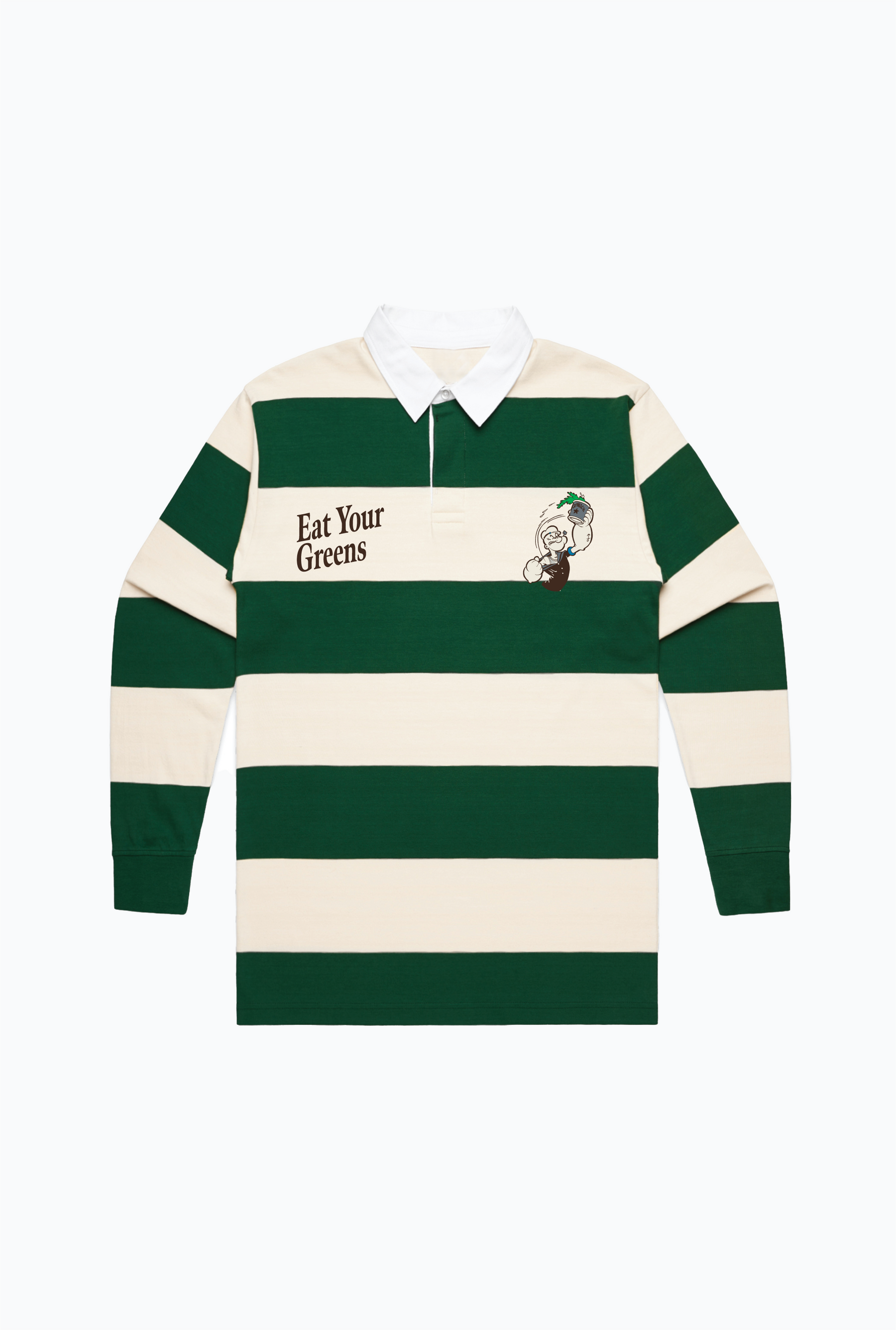 P/C x Popeye Eat Your Greens Rugby Polo - Green/Ivory