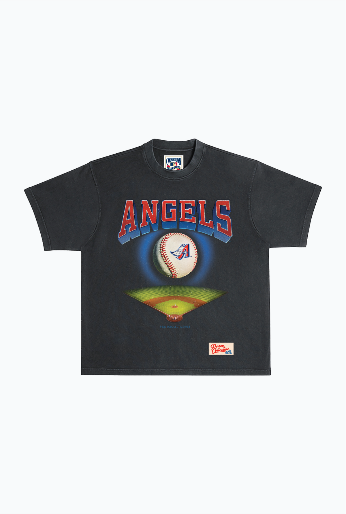 Los Angeles Angels Field Heavyweight Garment Dyed T-Shirt - Black