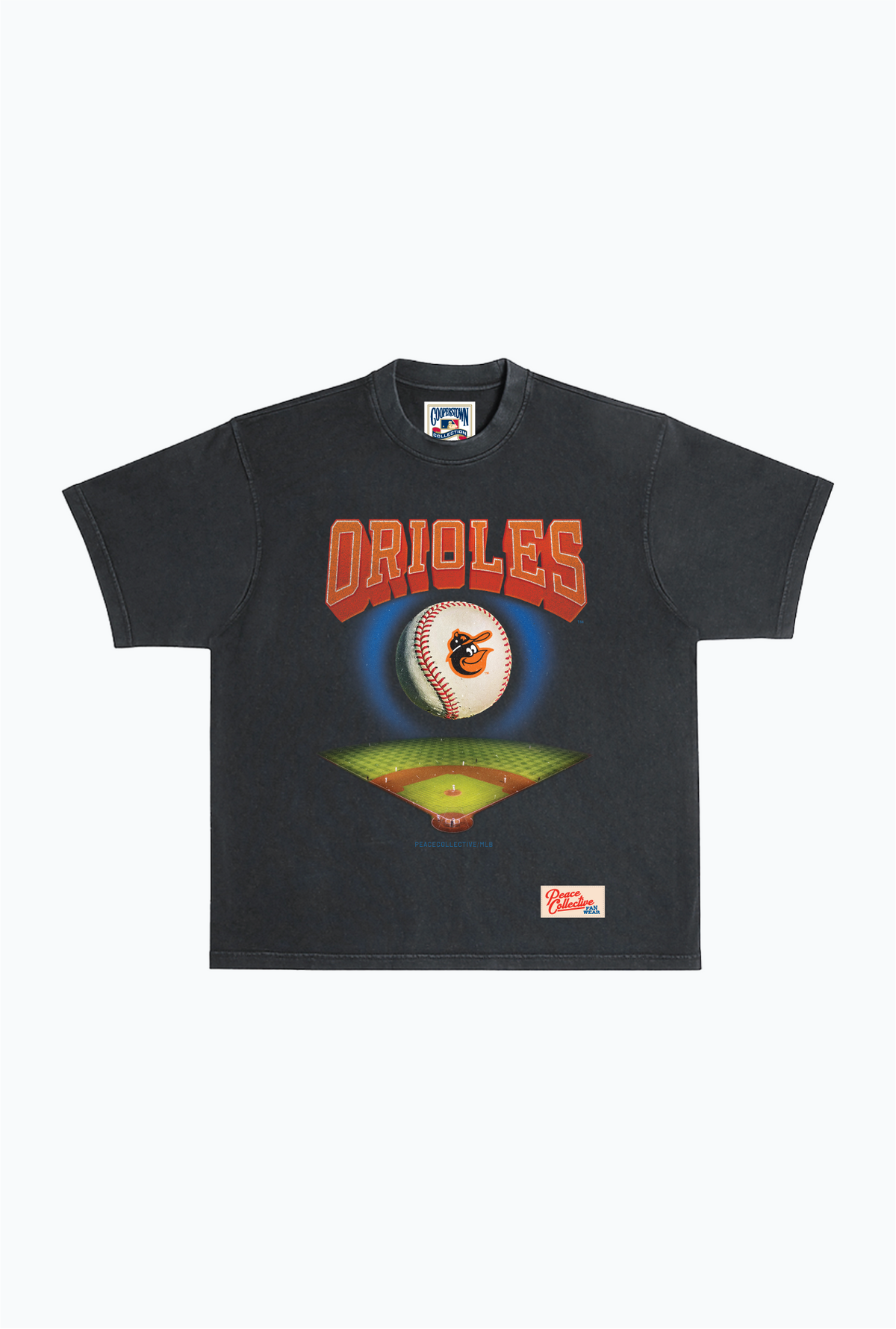 Baltimore Orioles Field Heavyweight Garment Dyed T-Shirt - Black