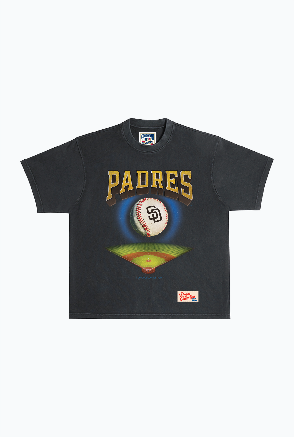 San Diego Padres Field Heavyweight Garment Dyed T-Shirt - Black