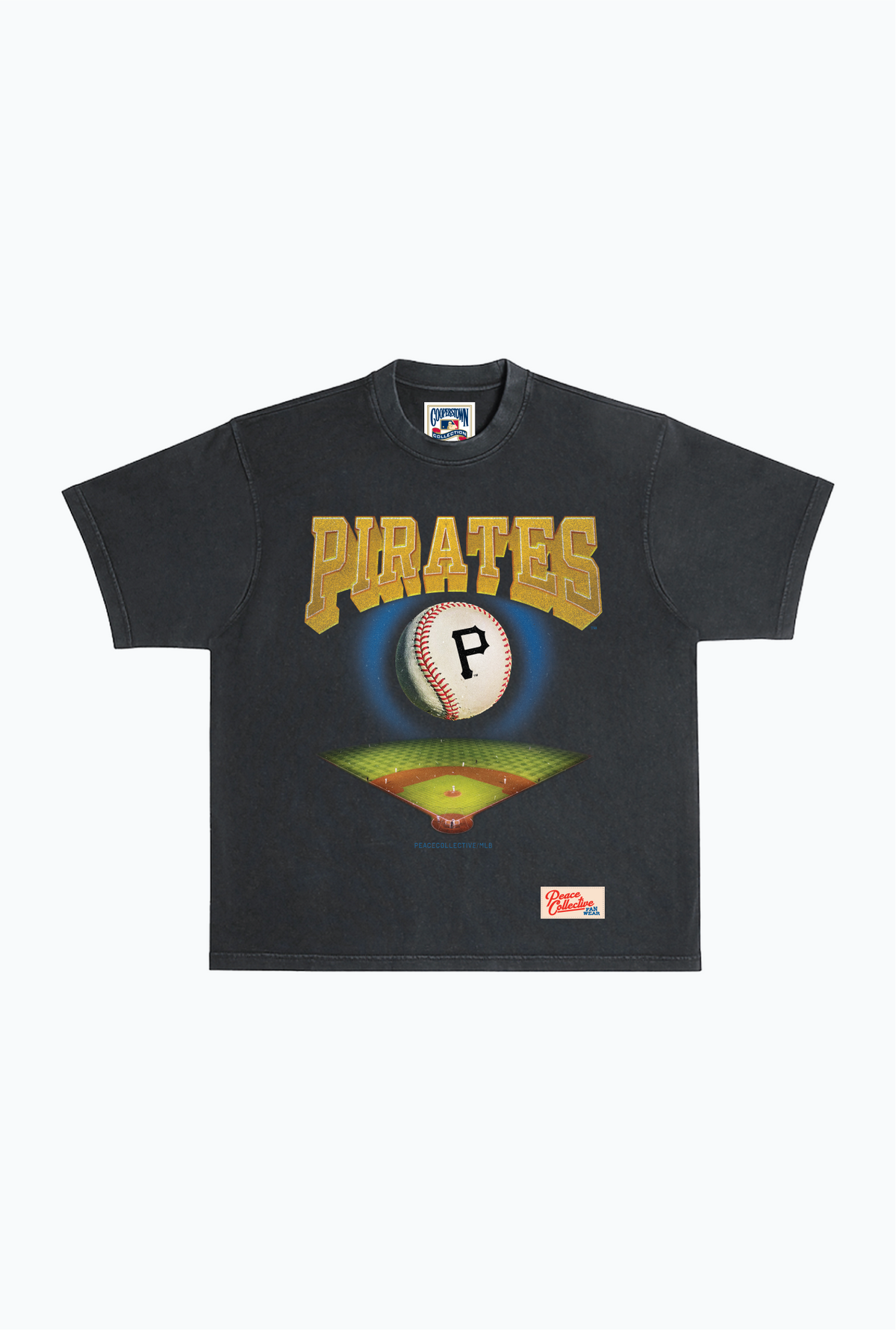 Pittsburgh Pirates Field Heavyweight Garment Dyed T-Shirt - Black