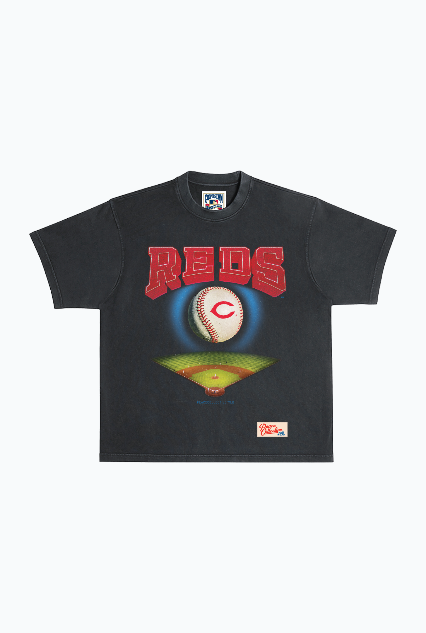 Cincinnati Reds Field Heavyweight Garment Dyed T-Shirt - Black