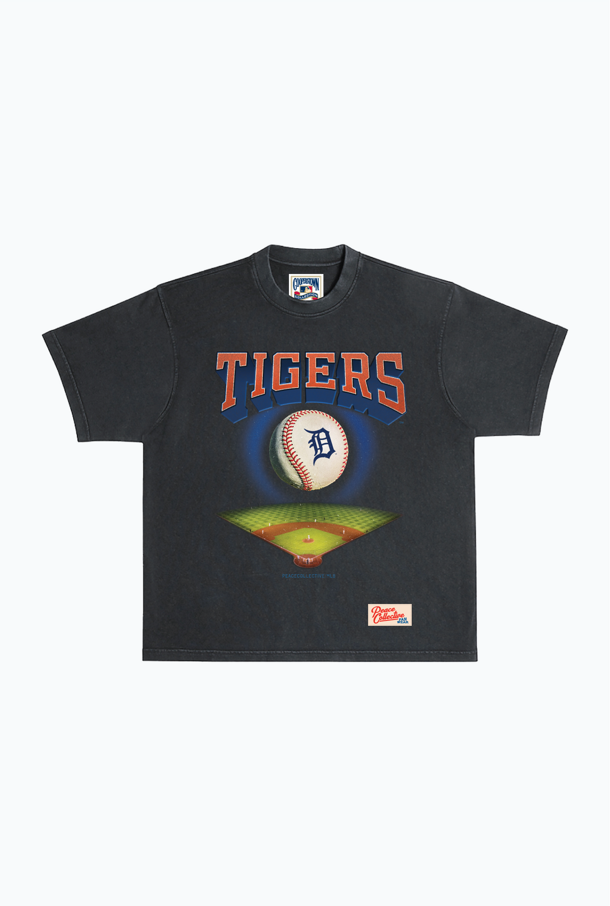 Detroit Tigers Field Heavyweight Garment Dyed T-Shirt - Black