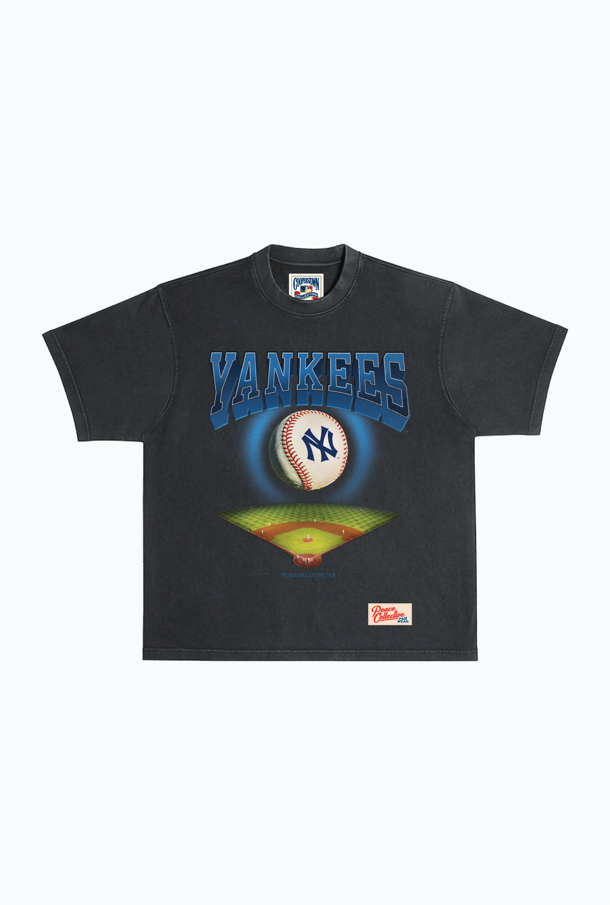 New York Yankees Field Heavyweight Garment Dyed T-Shirt - Black