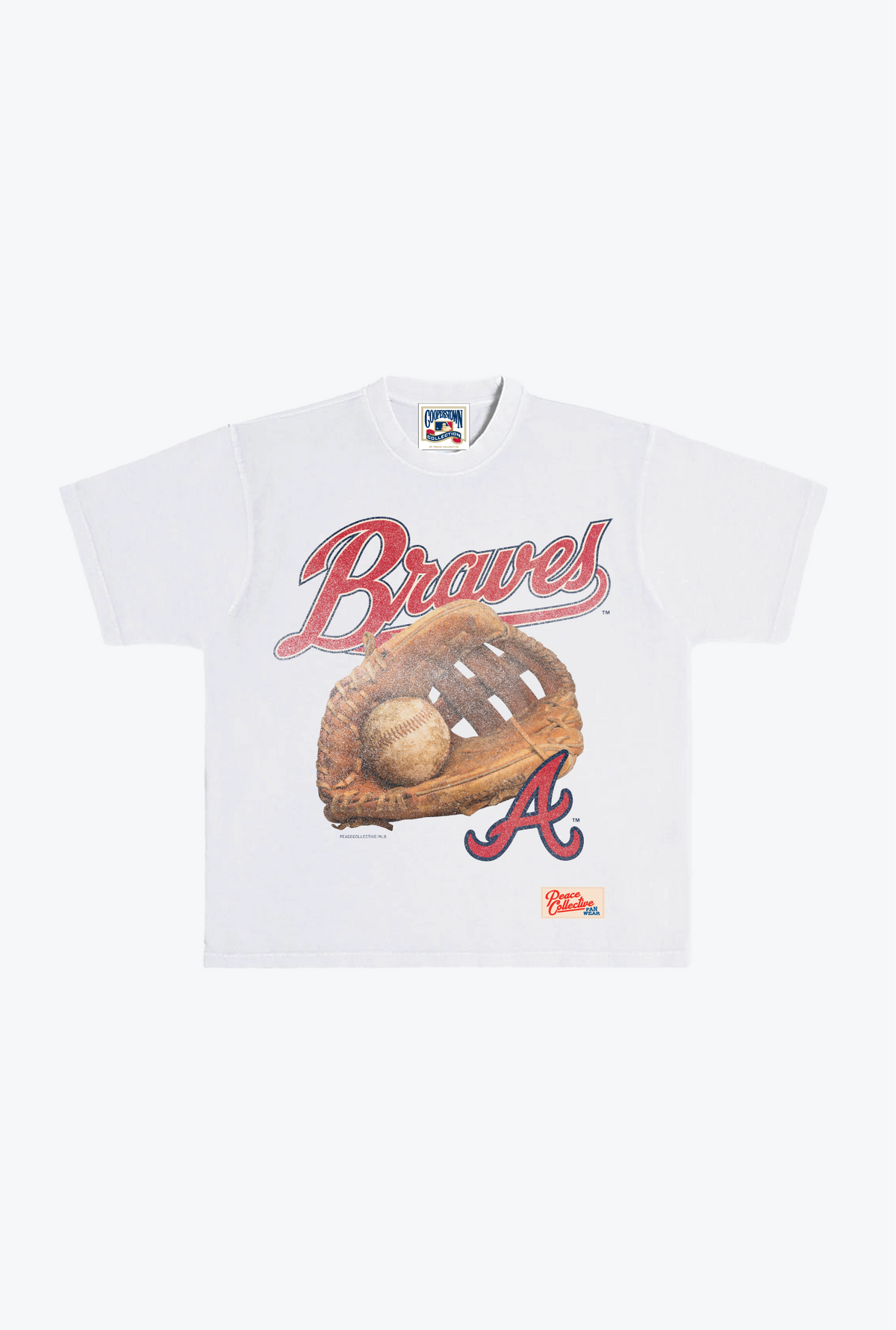 Atlanta Braves Glove Vintage  Heavyweight T-Shirt - White