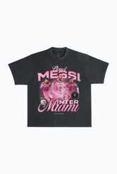 Lionel Messi Vintage Heavyweight Pigment Dyed T-Shirt - Black