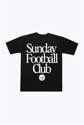 Pittsburgh Steelers Sunday Football Club Heavyweight T-Shirt - Black