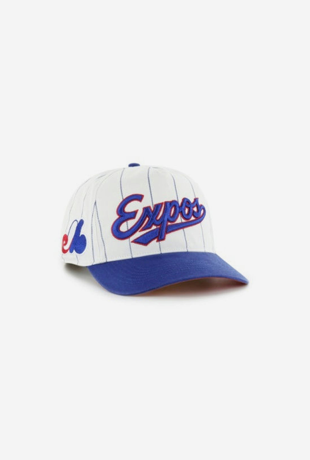 Men's '47 Montreal Expos Cooperstown Collection Double Header White  Pinstripe Hitch Adjustable Cap