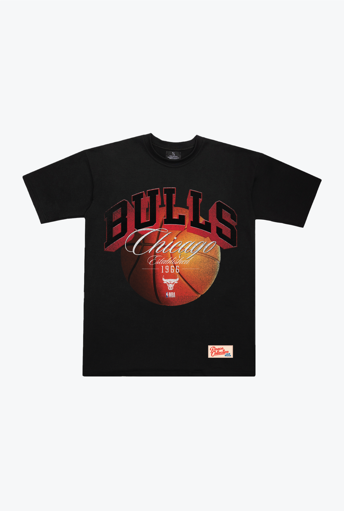 Schweres T-Shirt mit Chicago Bulls-Schriftzug – Schwarz