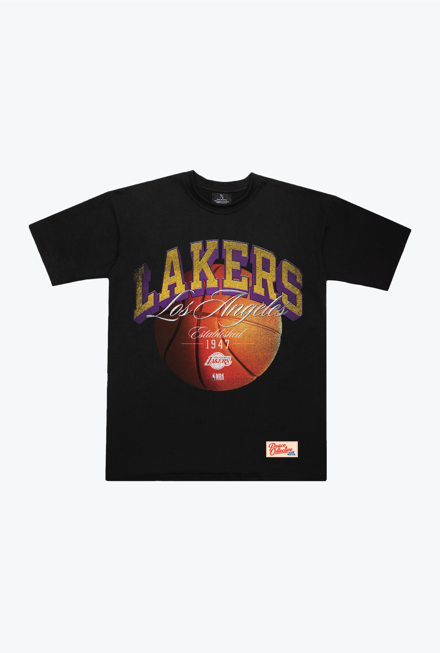 Los Angeles Lakers Script Heavyweight T-Shirt - Black