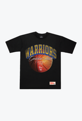 Schweres T-Shirt mit Golden State Warriors-Schriftzug – Schwarz