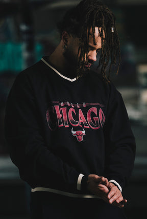 Chicago Bulls Ribbed Heavyweight Crewneck - Black