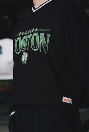 Boston Celtics Ribbed Heavyweight Crewneck - Black