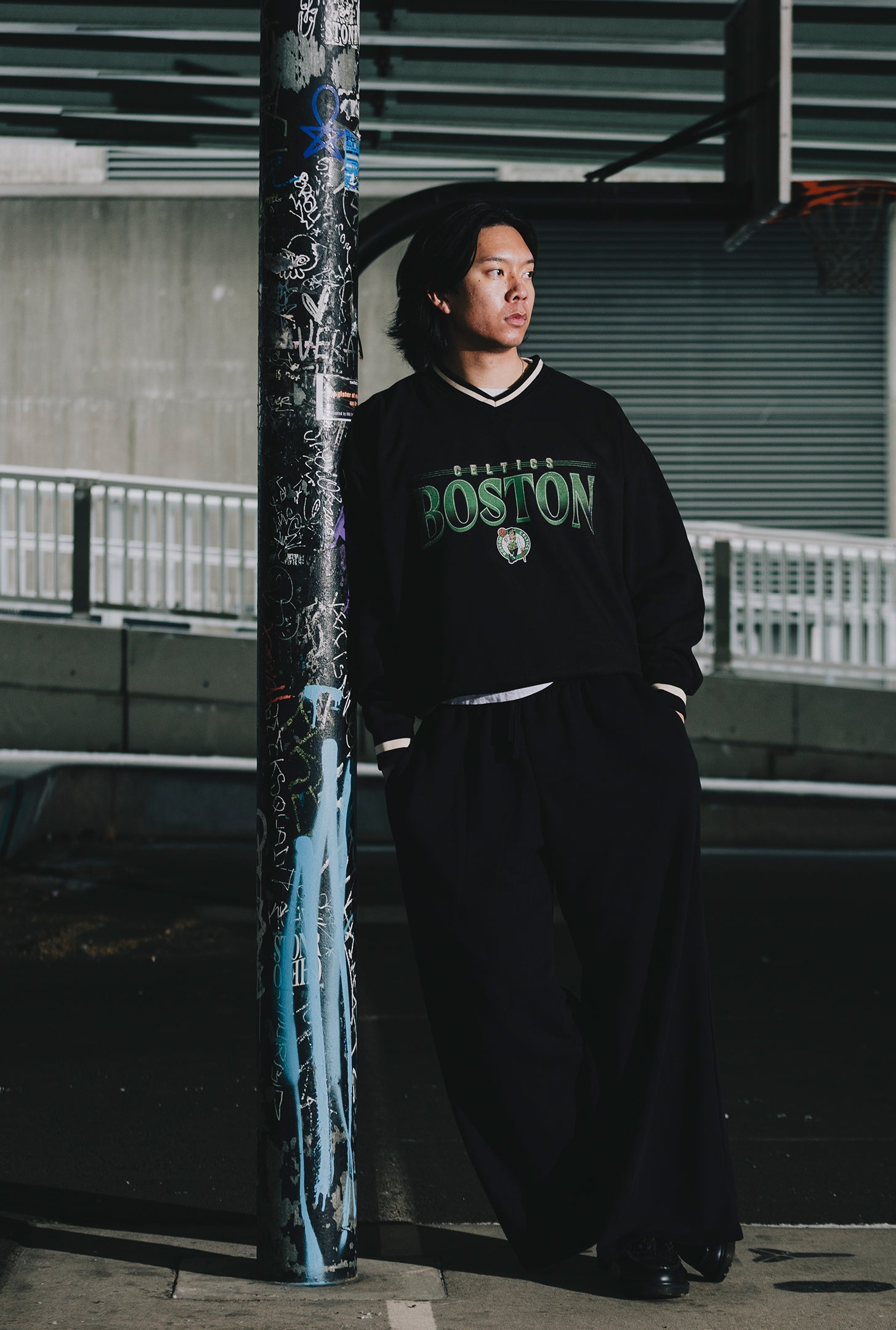 Boston Celtics Ribbed Heavyweight Crewneck - Black