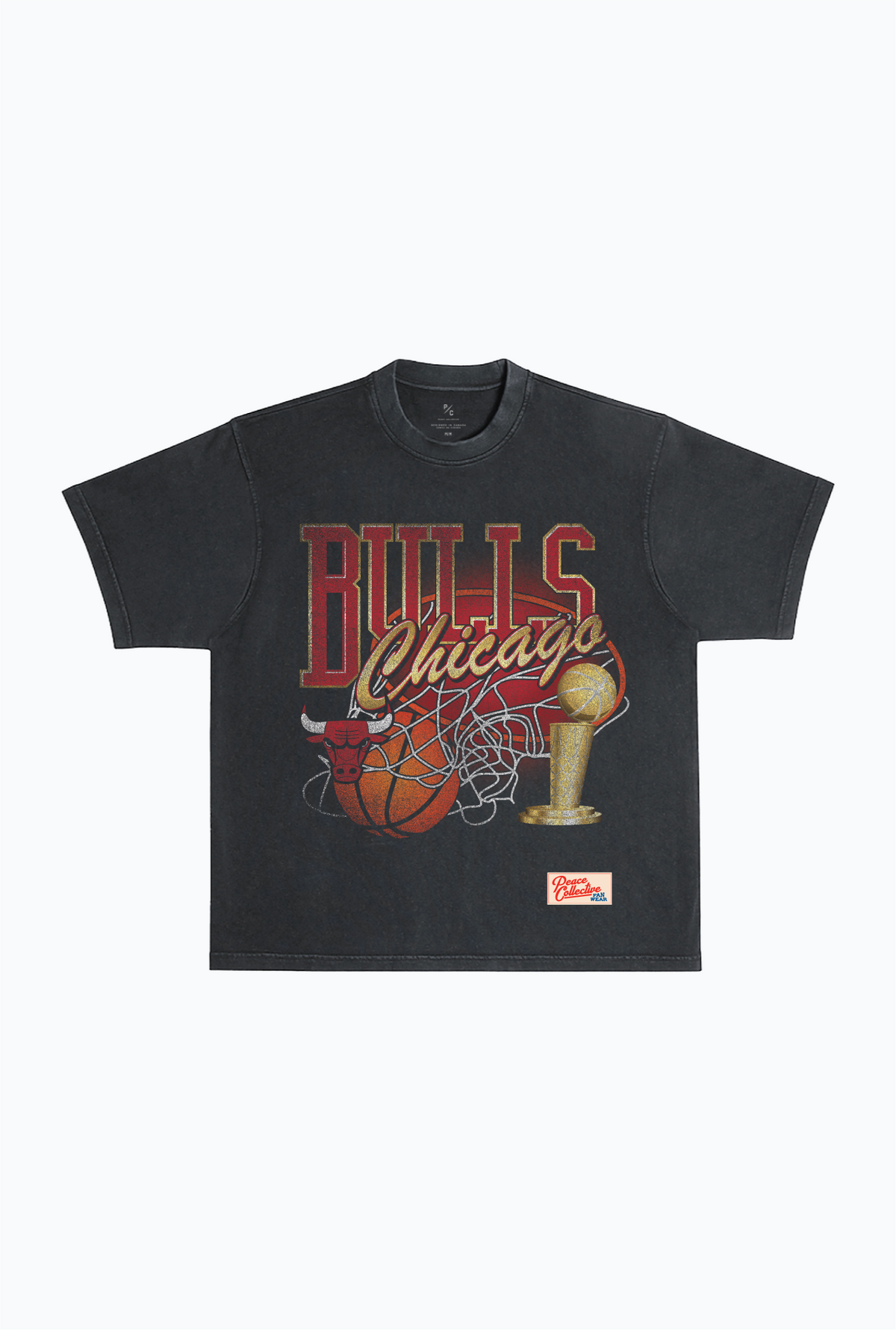 Chicago Bulls Swish Garment Dyed Heavyweight T-Shirt - Black