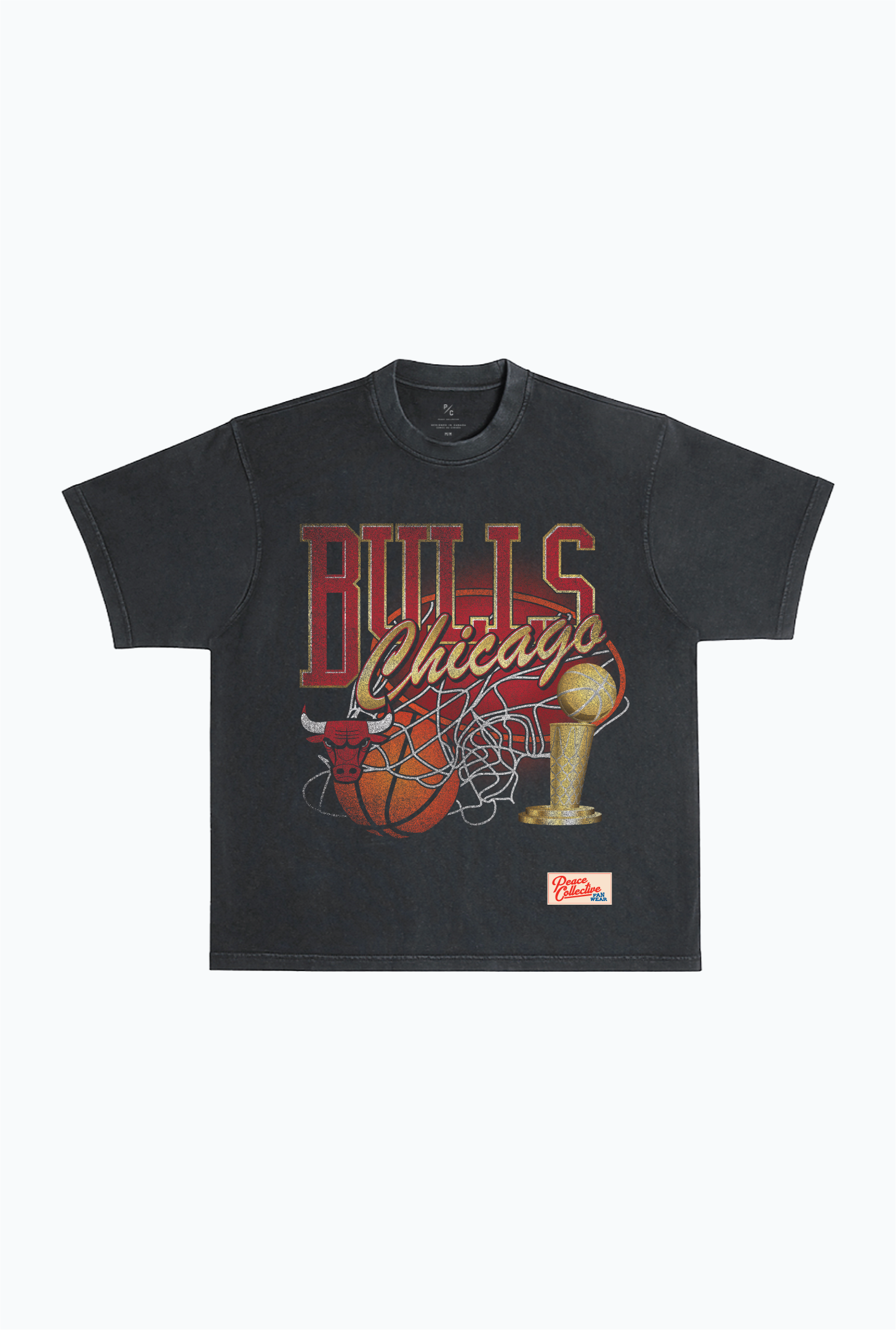 Chicago Bulls Swish Garment Dyed Heavyweight T-Shirt - Black