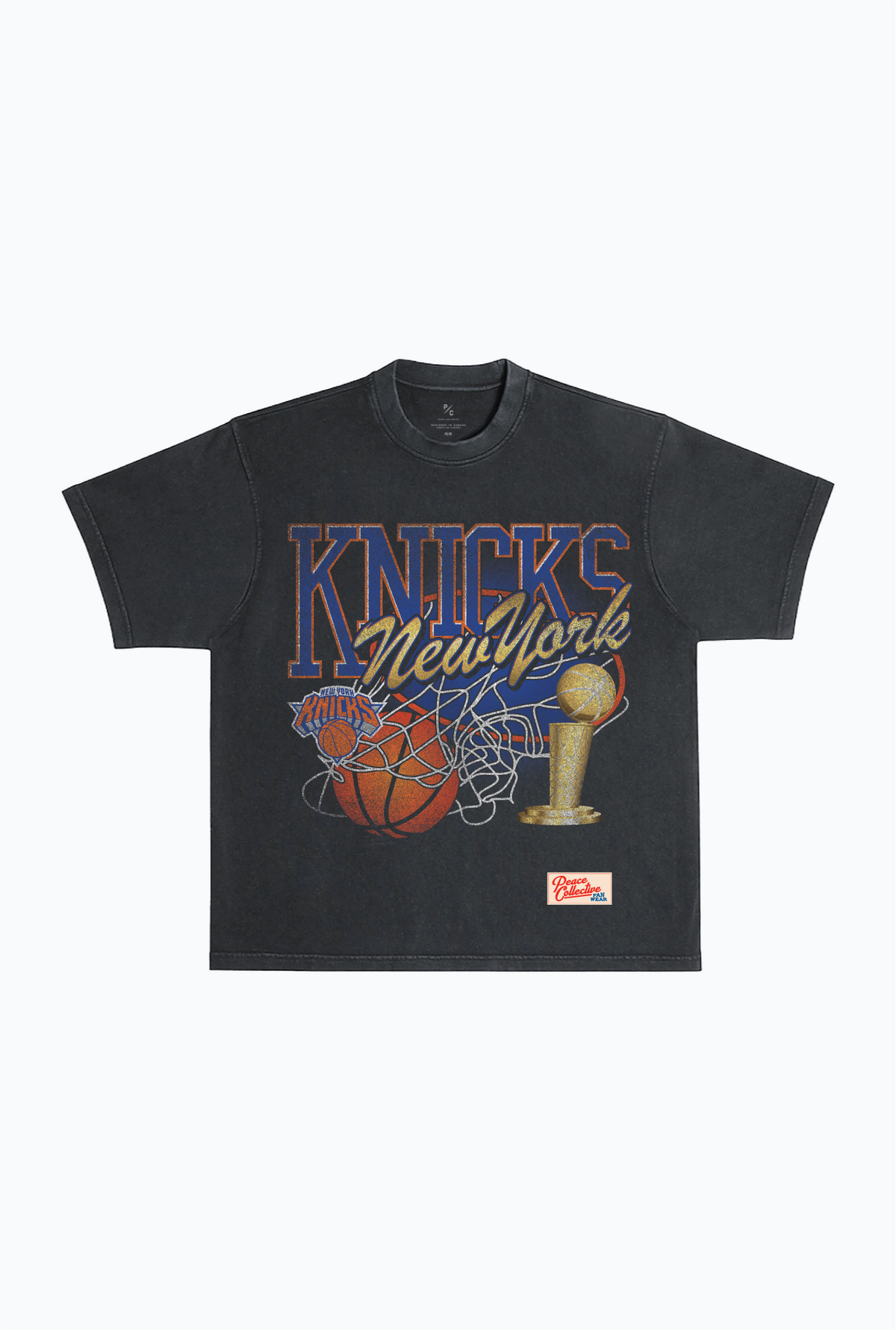 T-shirt épais teint en pièce Swish des New York Knicks - Noir