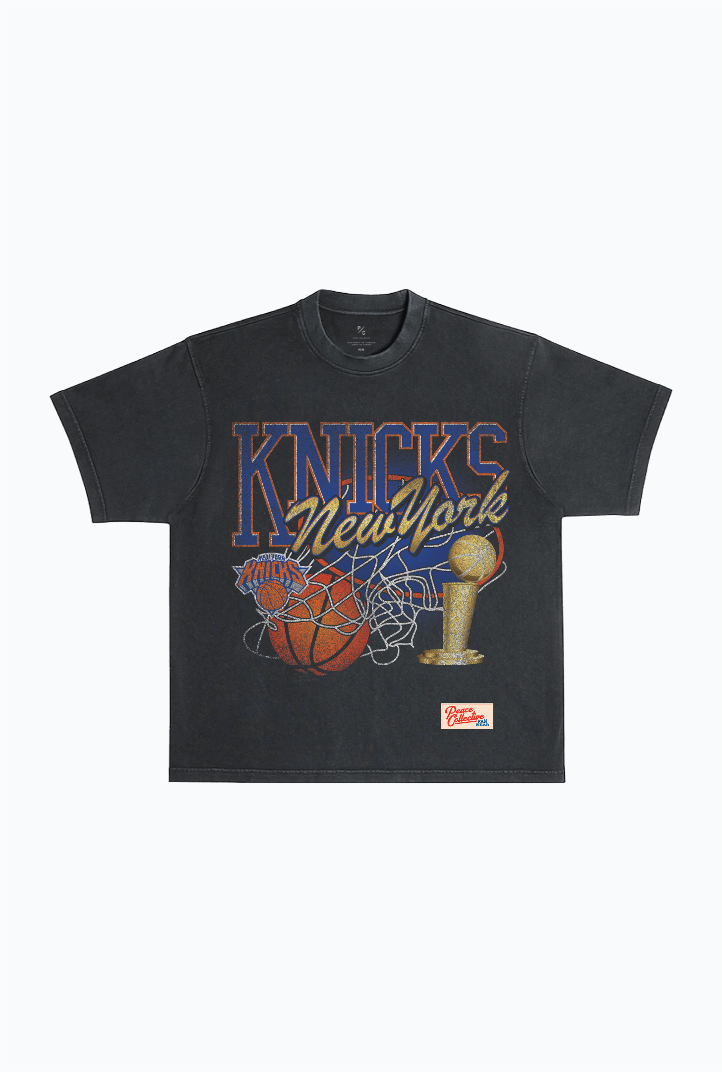 New York Knicks Swish Garment Dyed Heavyweight T-Shirt - Black