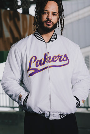 Los Angeles Lakers Nylon Varsity Jacket - White