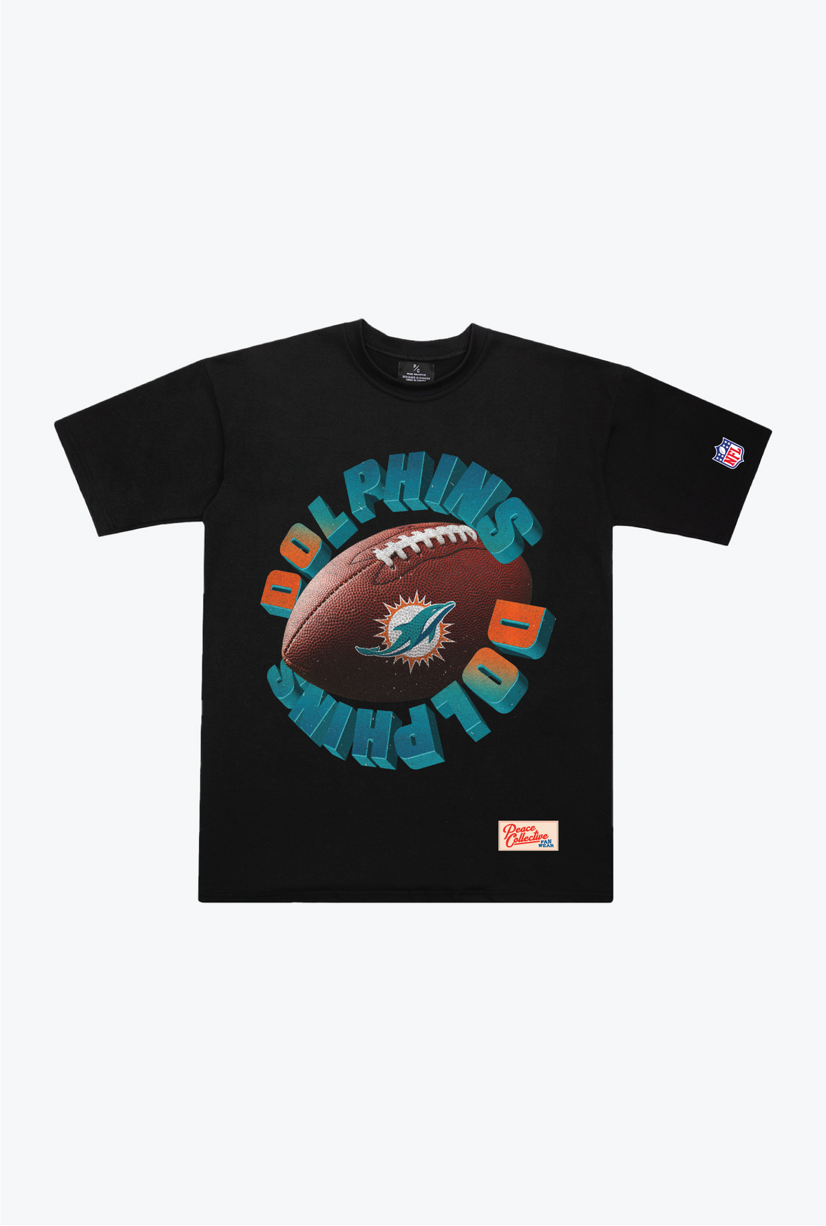 Miami Dolphins Spiral Heavyweight T-Shirt - Black