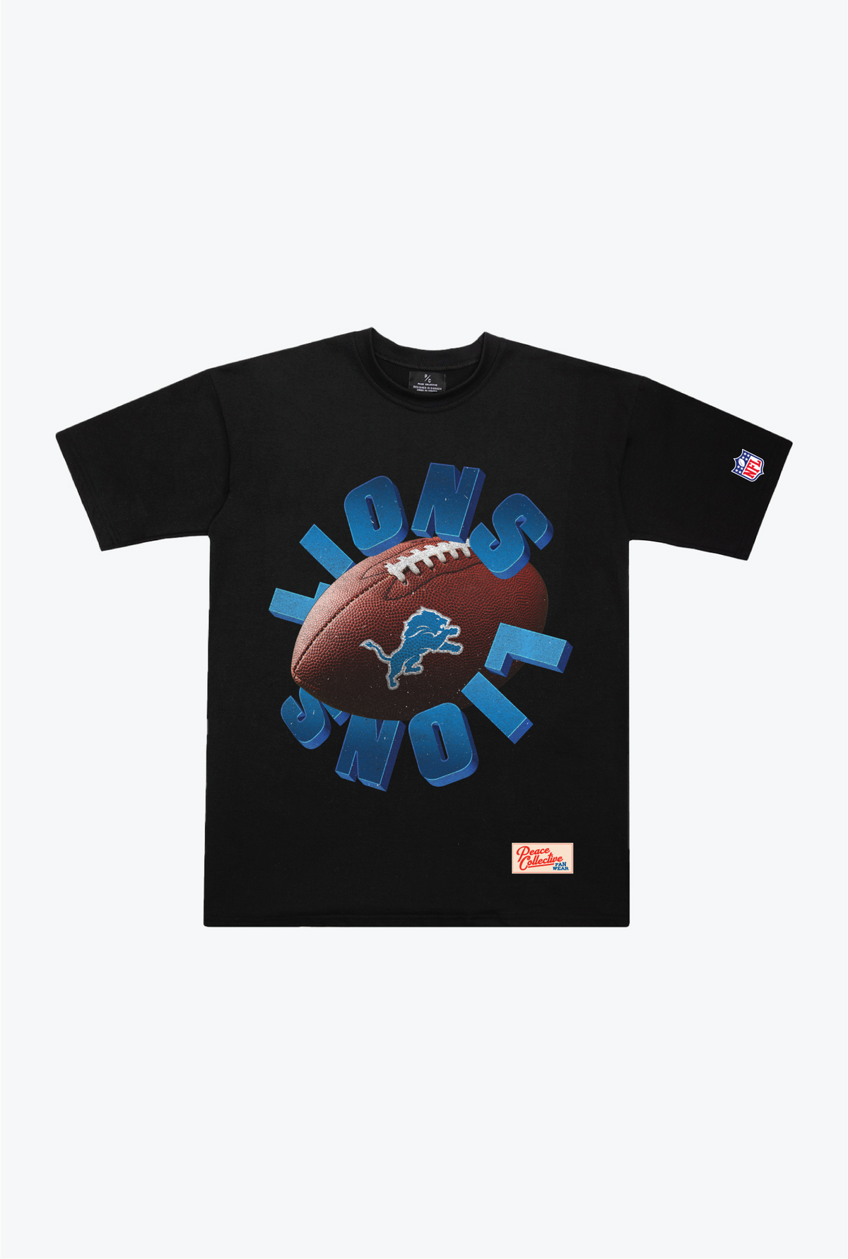 T-shirt lourd Detroit Lions Spiral - Noir