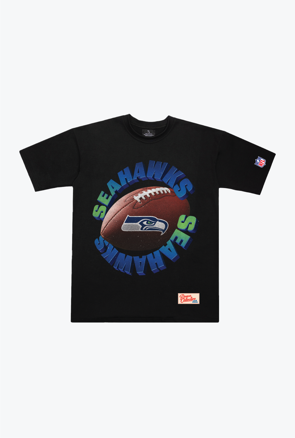 Seattle Seahawks Spiral Heavyweight T-Shirt – Schwarz