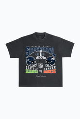 Super Bowl XLVIII: Seattle Seahawks vs Denver Broncos Garment Dyed Heavyweight T-Shirt - Black