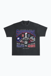 Super Bowl XLVI: New York Giants vs New England Patriots Garment Dyed Heavyweight T-Shirt - Black