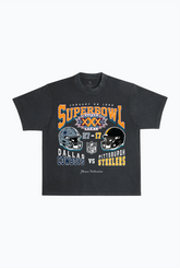 Super Bowl XXX: Dallas Cowboys vs Pittsburgh Steelers Garment Dyed Heavyweight T-Shirt - Black