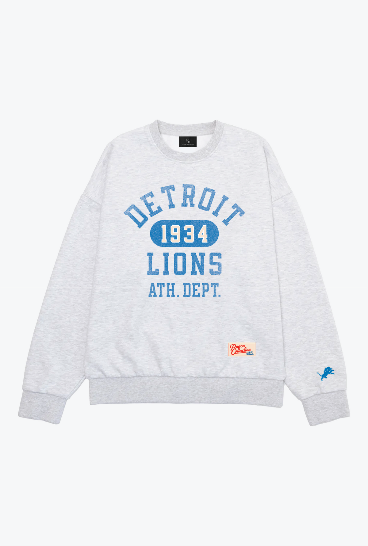 Detroit Lions Athletic Club Heavyweight Crewneck - Ash