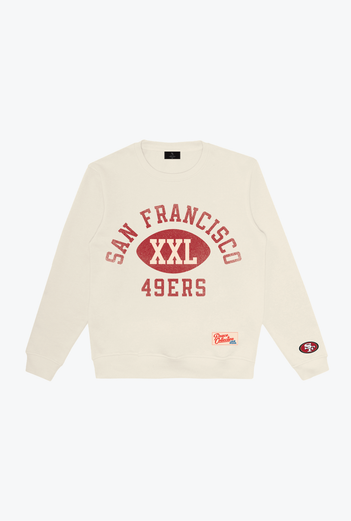 Pull ras du cou épais d'échauffement des 49ers de San Francisco - Ivoire