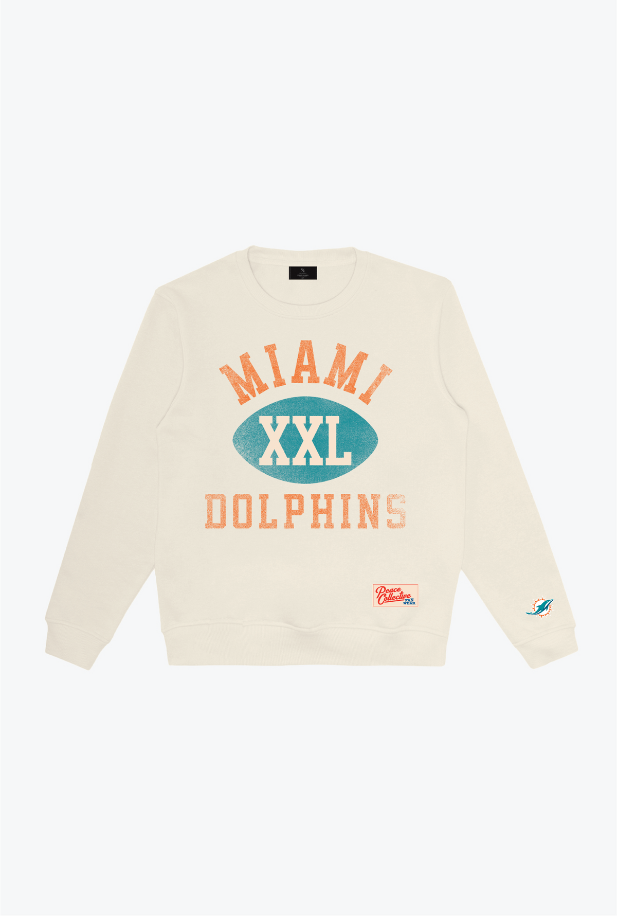 Pull ras du cou épais d'échauffement des Dolphins de Miami - Ivoire